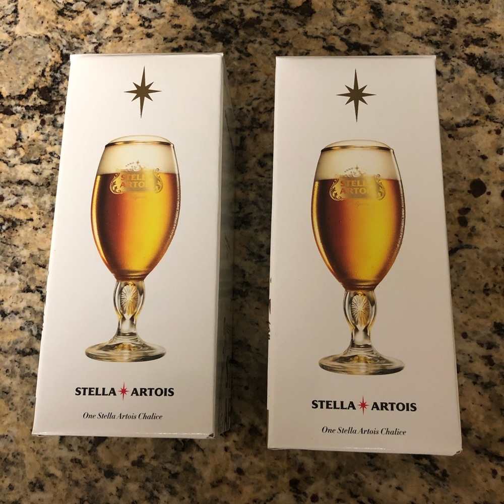 Stella Artois Gold Rimmed Beer Glass Set of 2.